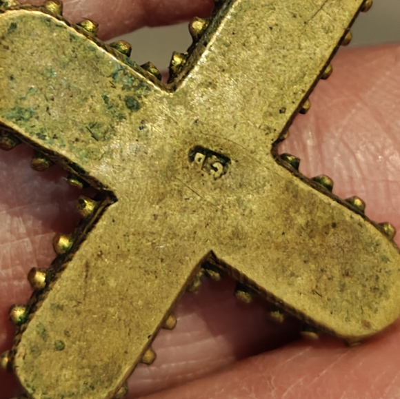 Antique Italian Mosaic Cross Pendant Necklace - Picture 11 of 14